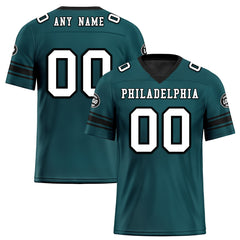 Custom Green Black Philadelphia Personalized Authentic Football Jersey FBJ02-D020256-12