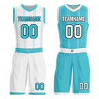 Custom White Blue Classic Style Reversible Basketball Uniform Personalized Ordinary BBJR-D017013
