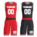 Custom Red Black Classic Style Reversible Basketball Uniform Personalized COOLMAX BBJR-D017025