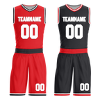 Custom Red Black Classic Style Reversible Basketball Uniform Personalized COOLMAX BBJR-D017025
