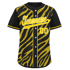 Custom Black Gold Zebra Pattern Personalized Authentic Baseball Jersey BSBJ01-D020201-24