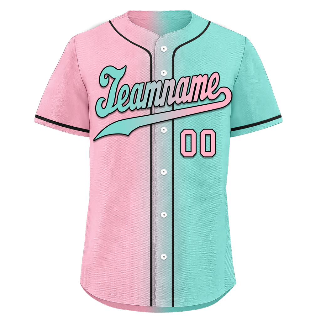Custom Pink Cyan Gradient Fashion Personalized Authentic Baseball Jersey BSBJ01-D0a708b