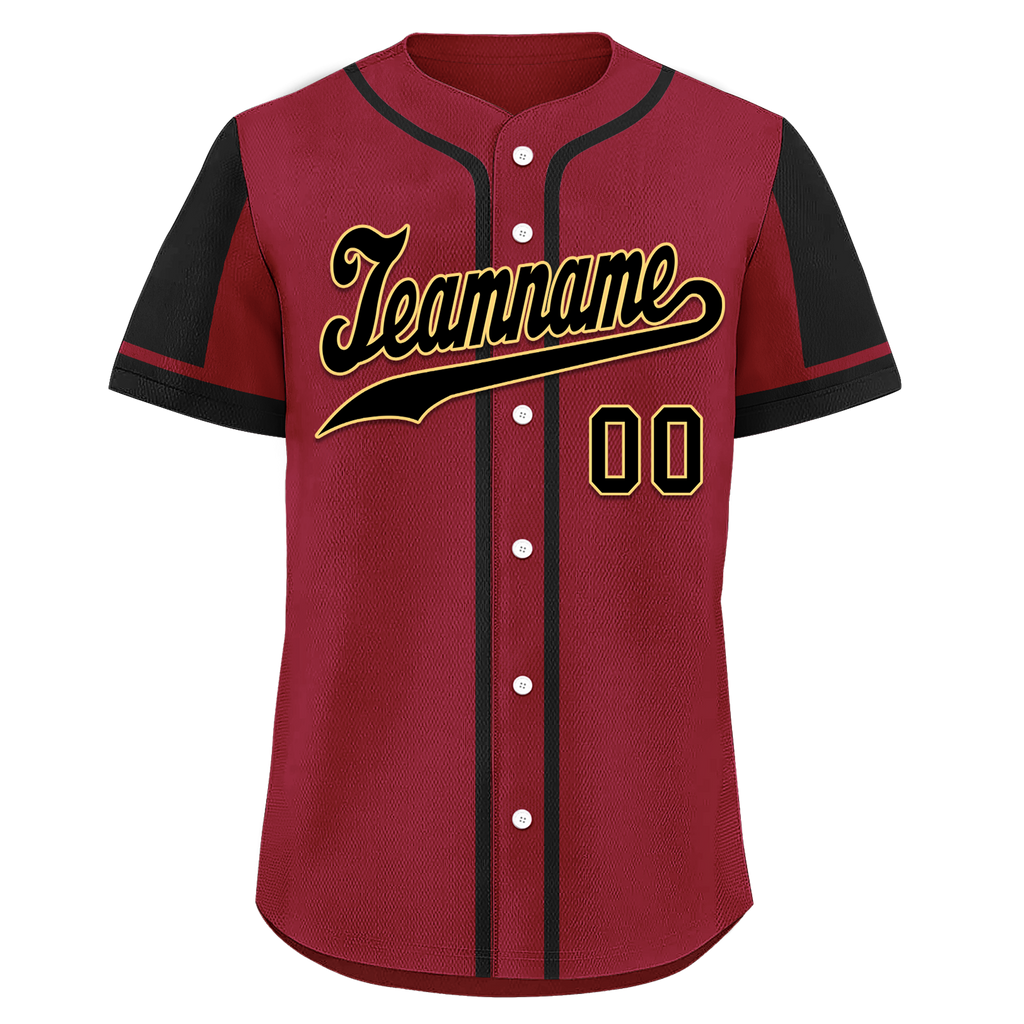 Custom Red Black Raglan Sleeves Personalized Authentic Baseball Jersey BSBJ01-D017162