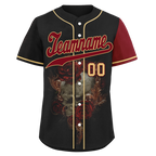 Custom Black Red Skull Fashion Personalized Authentic Baseball Jersey BSBJ01-D017141