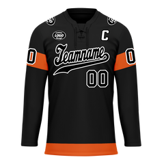 Custom Black Orange Personalized Hockey Jersey HCKJ01-D0a70ec