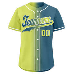 Custom Yellow Green Gradient Fashion Personalized Authentic Baseball Jersey BSBJ01-D0a709d