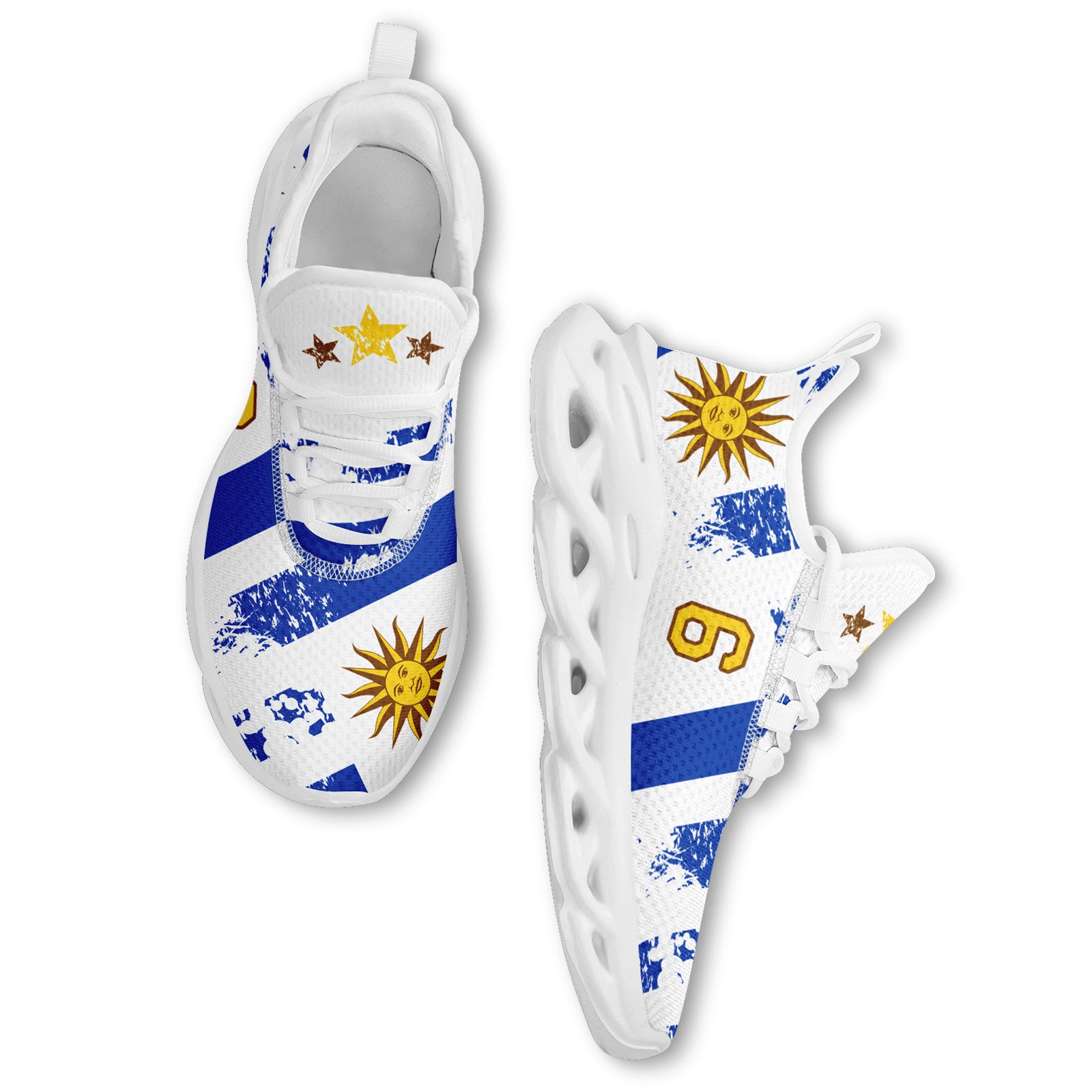 Custom Uruguay 2026 World Cup Sneakers DIY Country Flag Running Shoes Lightweight Sport Shoes Gift for Football Fans Personalized Team Name and Logo FN003-F009122-6