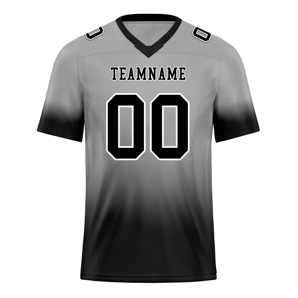 Custom Gray Black Fade Fashion Personalized Authentic Football Jersey FBJ02-D06103