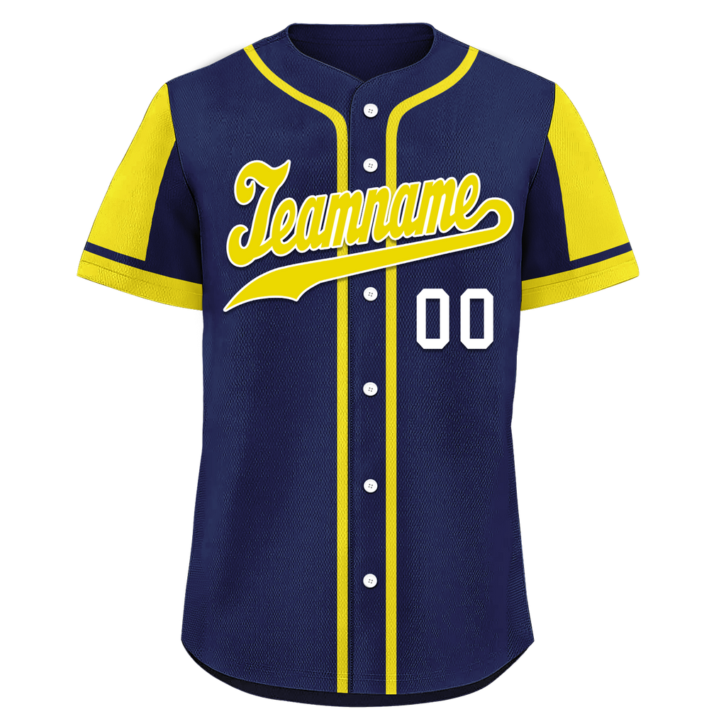 Custom Blue Yellow Raglan Sleeves Personalized Authentic Baseball Jersey BSBJ01-D017182