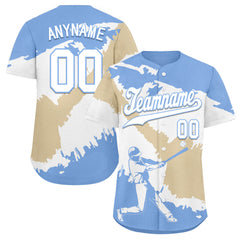 Custom Light Blue White Cream Argentina Flag Personalized Authentic Baseball Jersey BSBJ01-E06022-6