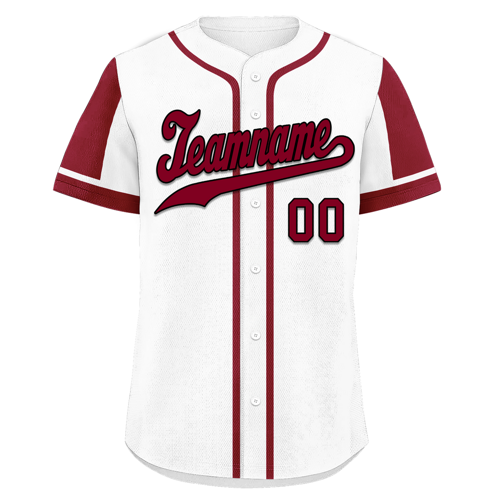 Custom White Red Raglan Sleeves Personalized Authentic Baseball Jersey BSBJ01-D017163