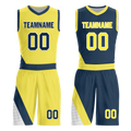 Custom Yellow Blue Classic Style Reversible Basketball Uniform Personalized COOLMAX BBJR-D017060