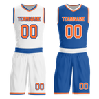 Custom White Blue Classic Style Reversible Basketball Uniform Personalized Ordinary BBJR-D017016