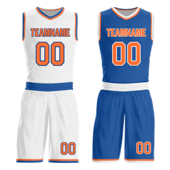 Custom White Blue Classic Style Reversible Basketball Uniform Personalized Ordinary BBJR-D017016