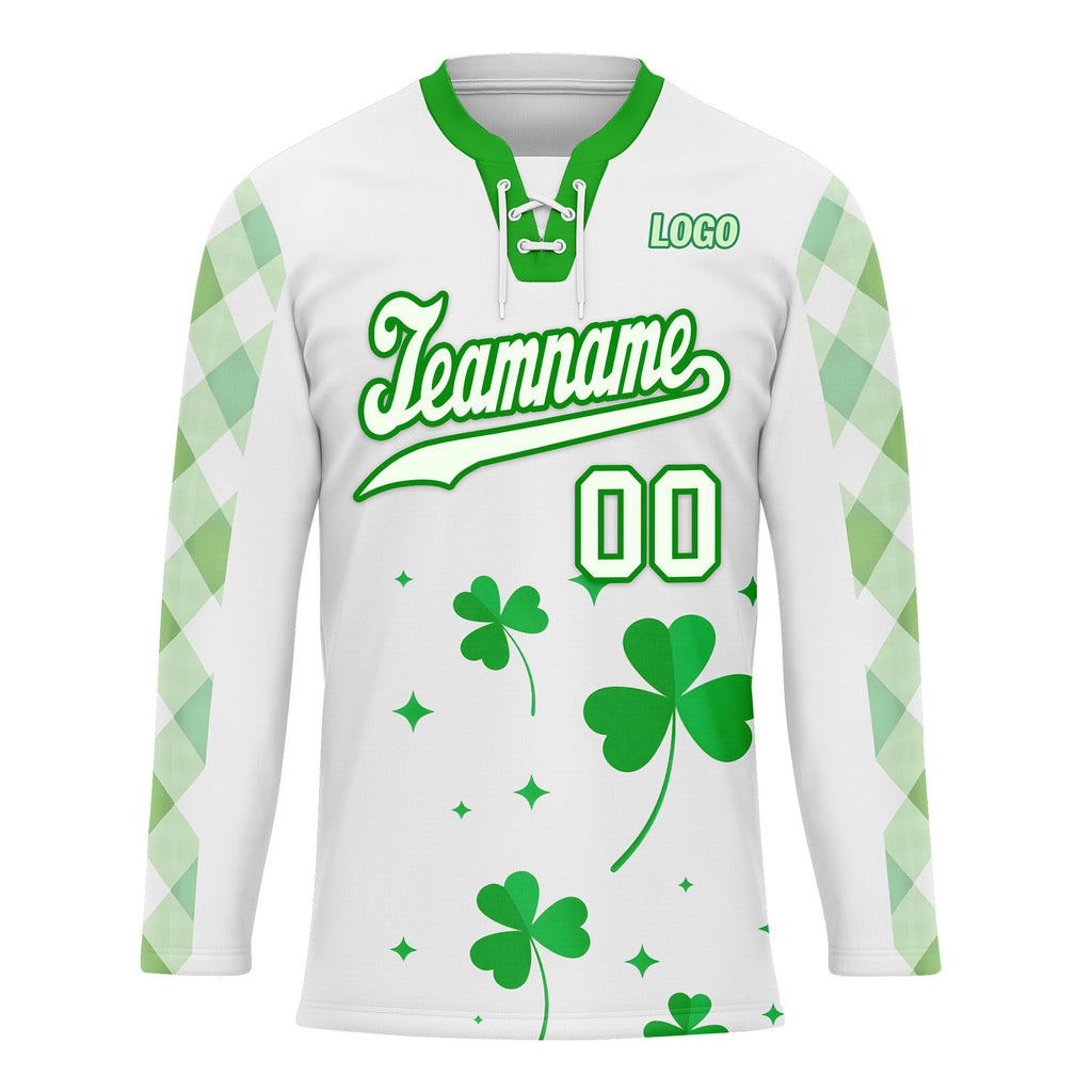 Custom Four-leaf clover Personalized Hockey Jersey HCKJ01-E0615-1