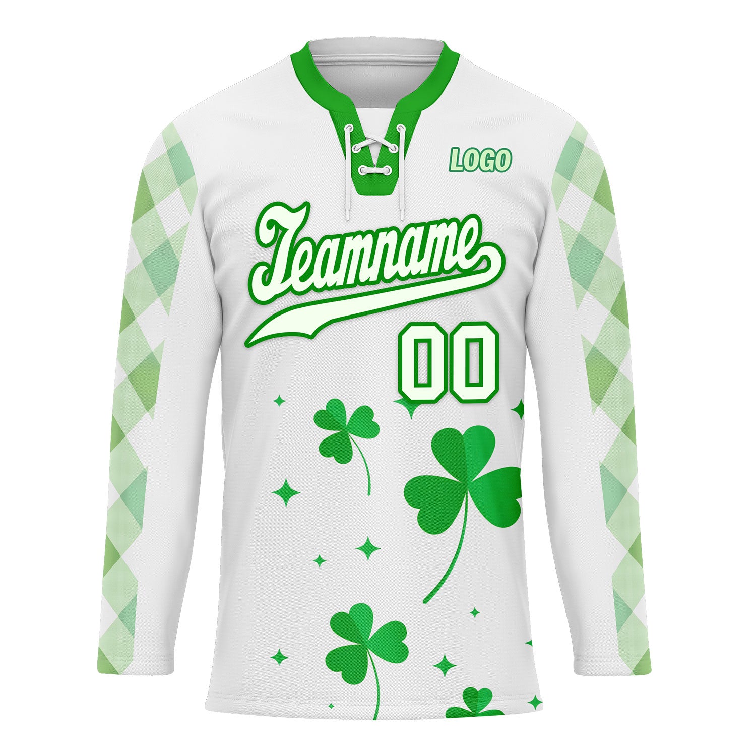 Custom Four-leaf clover Personalized Hockey Jersey HCKJ01-E0615-1
