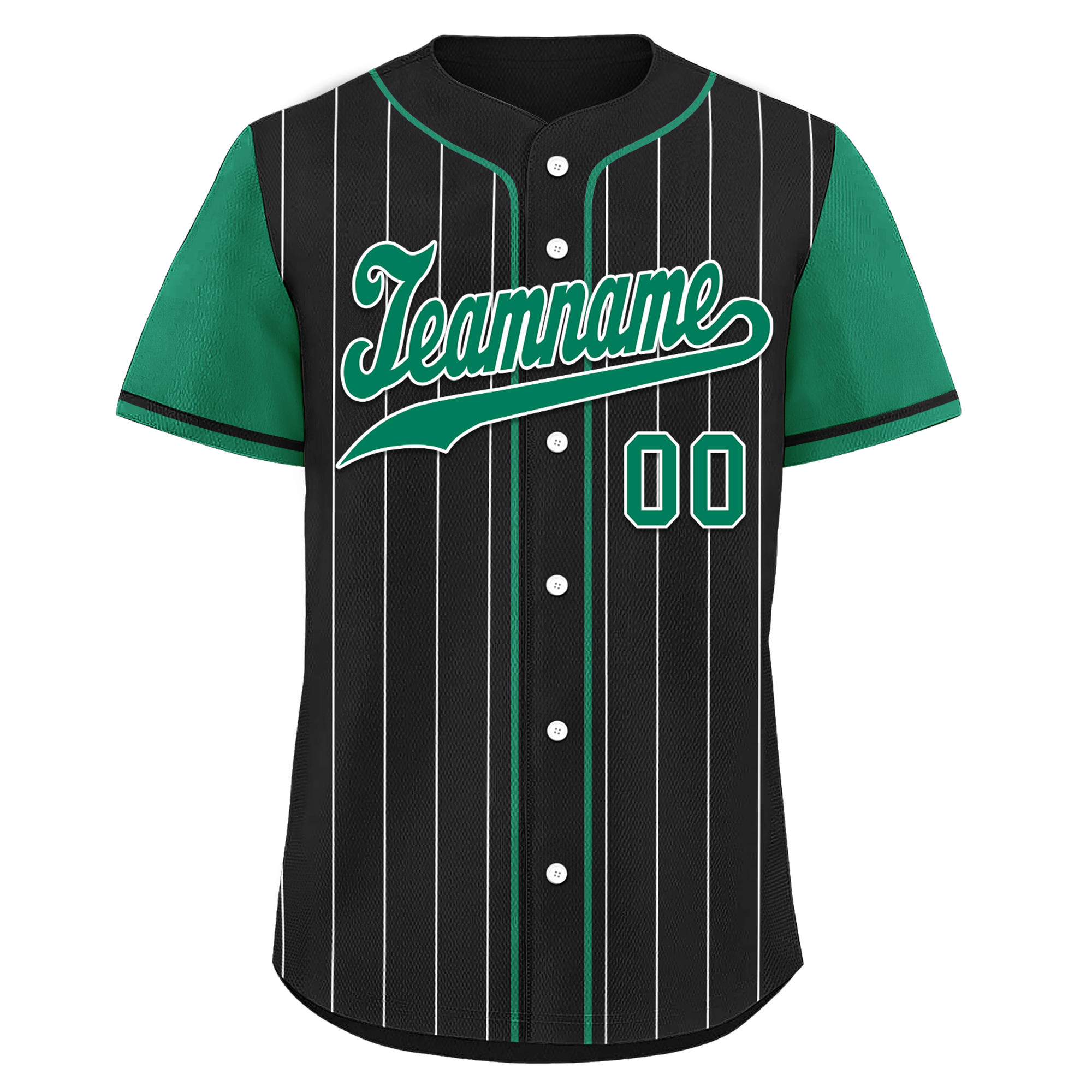 Custom Black Green Stripe Baseball Jersey, 100% Polyester