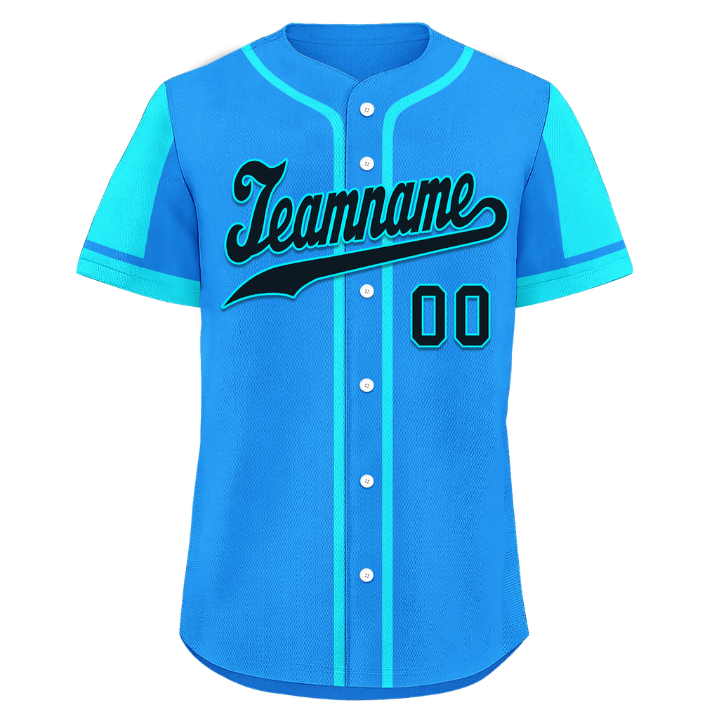 Custom Blue Cyan Raglan Sleeves Personalized Authentic Baseball Jersey BSBJ01-D017199