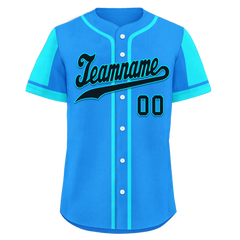 Custom Blue Cyan Raglan Sleeves Personalized Authentic Baseball Jersey BSBJ01-D017199