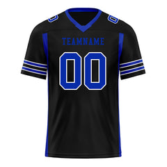 Custom Blue Black Striped Sleeves Personalized Authentic Football Jersey FBJ02-D06072