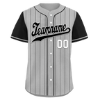 Custom Gray Black Stripe Embroidered Baseball Jersey
