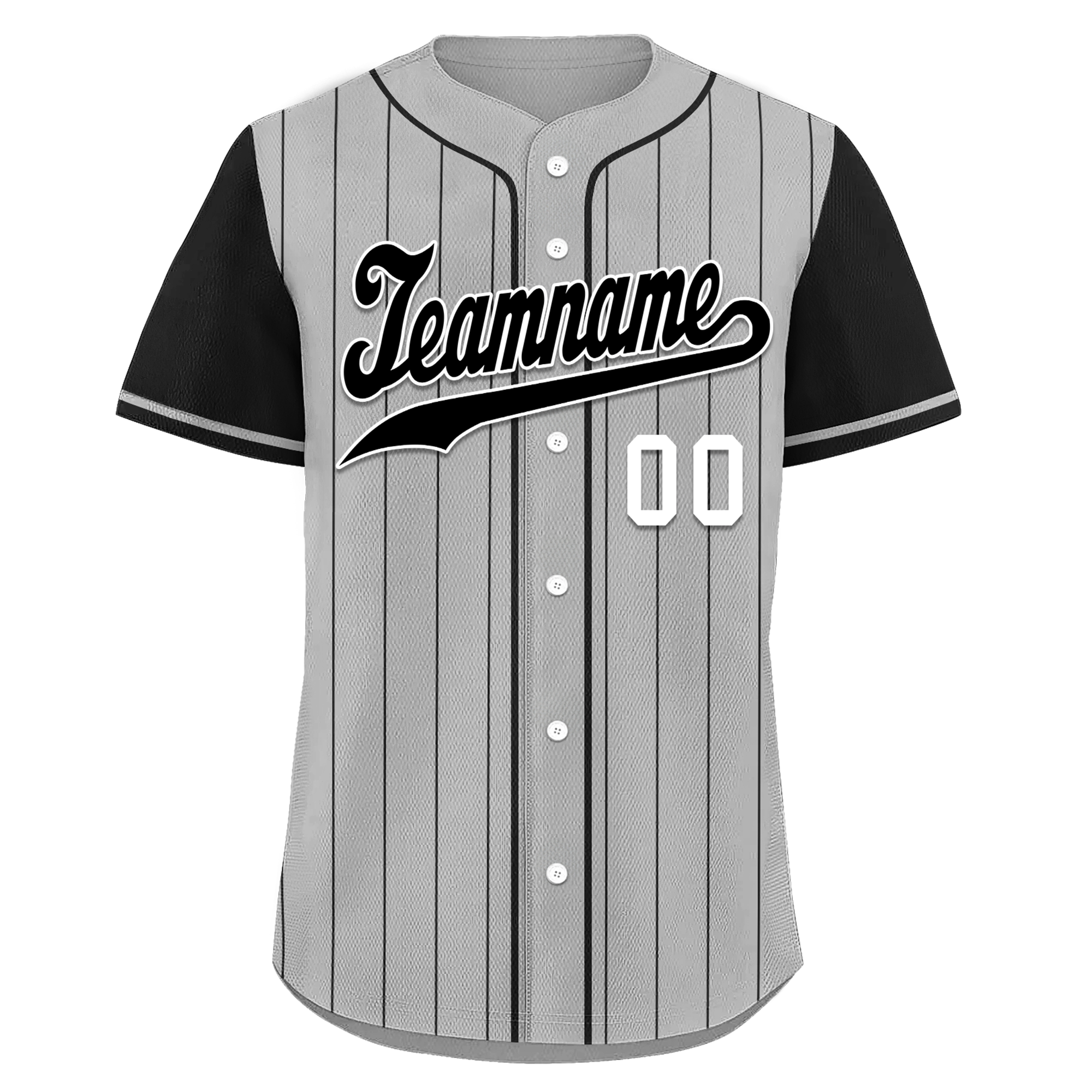 Custom Gray Black Stripe Embroidered Baseball Jersey