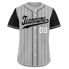 Custom Gray Black Stripe Fashion Personalized Authentic Baseball Jersey BSBJ01-D017254