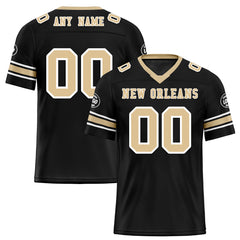 Custom Black Beige New Orleans Personalized Authentic Football Jersey FBJ02-D020256-10