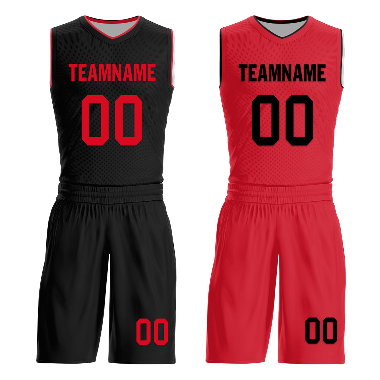 Custom Black Red Classic Style Reversible Basketball Uniform Personalized COOLMAX BBJR-D017018