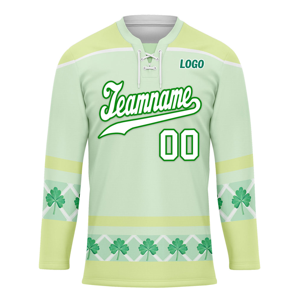 Custom Four-leaf clover Personalized Hockey Jersey HCKJ01-E0615-10