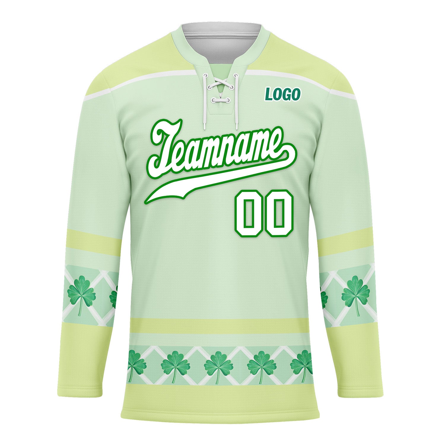 Custom Four-leaf clover Personalized Hockey Jersey HCKJ01-E0615-10