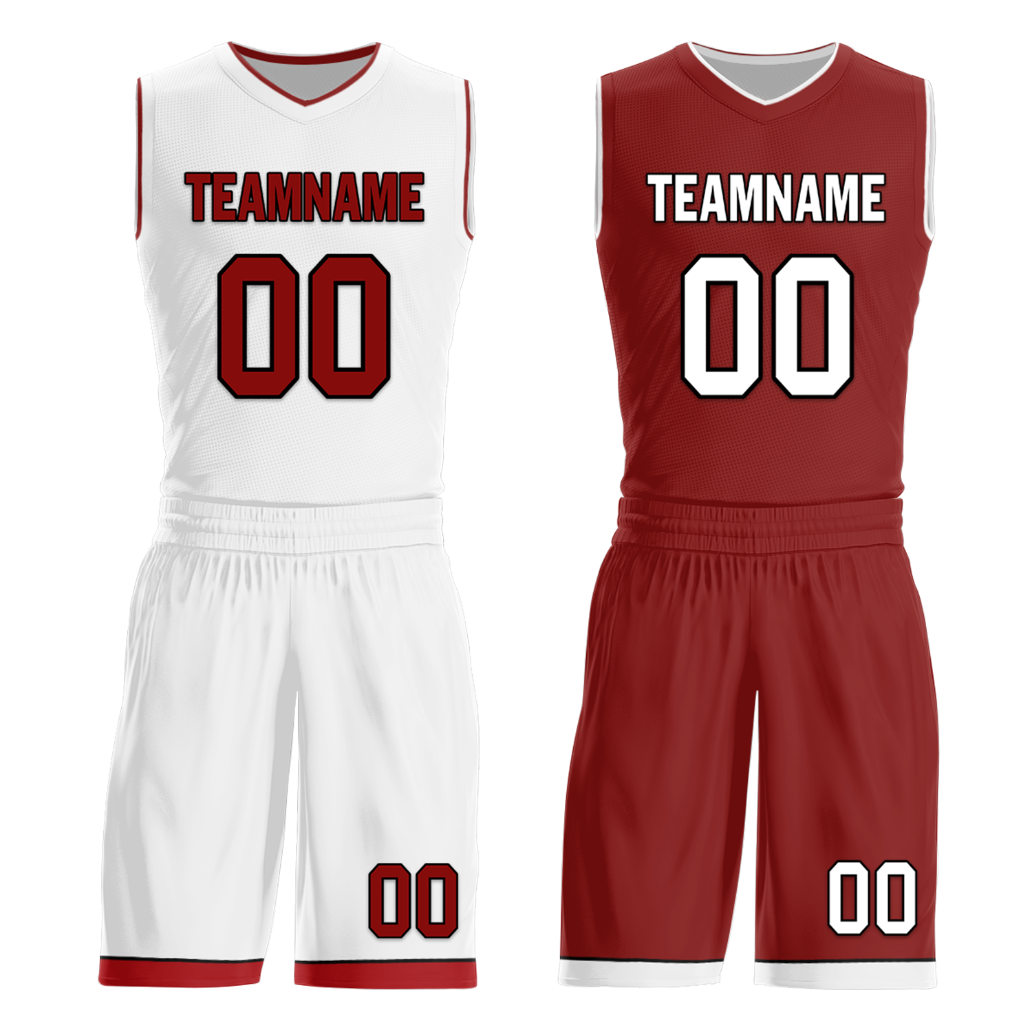 Custom White Red Classic Style Reversible Basketball Uniform Personalized Ordinary BBJR-D017017
