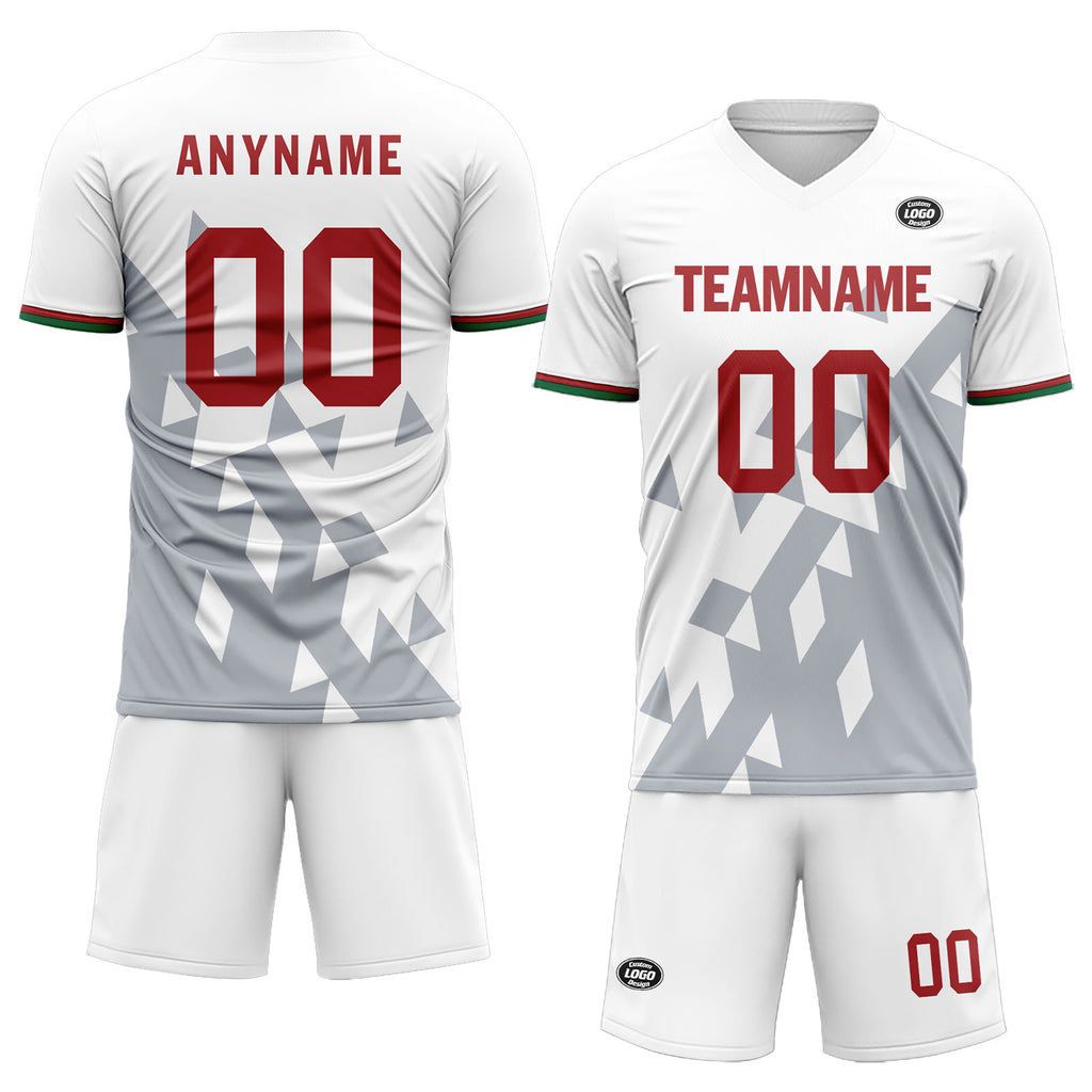 Custom White Gray Soccer Sets Jersey Personalized SCJ101-D28039