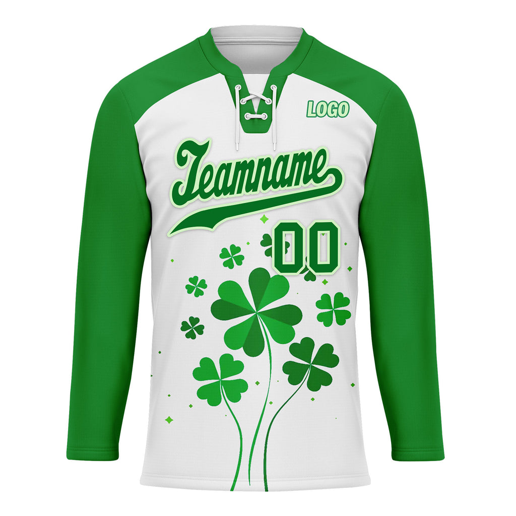 Custom Four-leaf clover Personalized Hockey Jersey HCKJ01-E0615-2