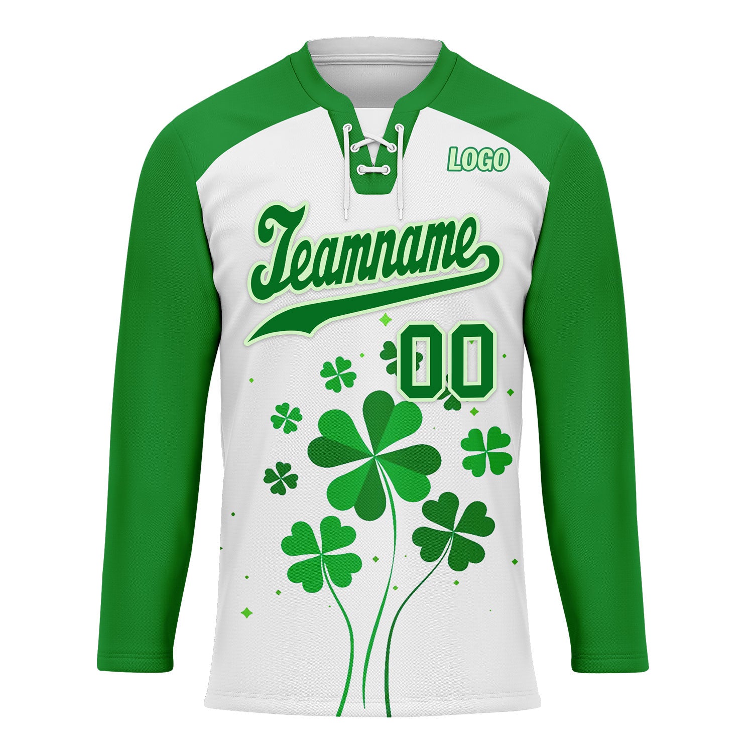 Custom Four-leaf clover Personalized Hockey Jersey HCKJ01-E0615-2