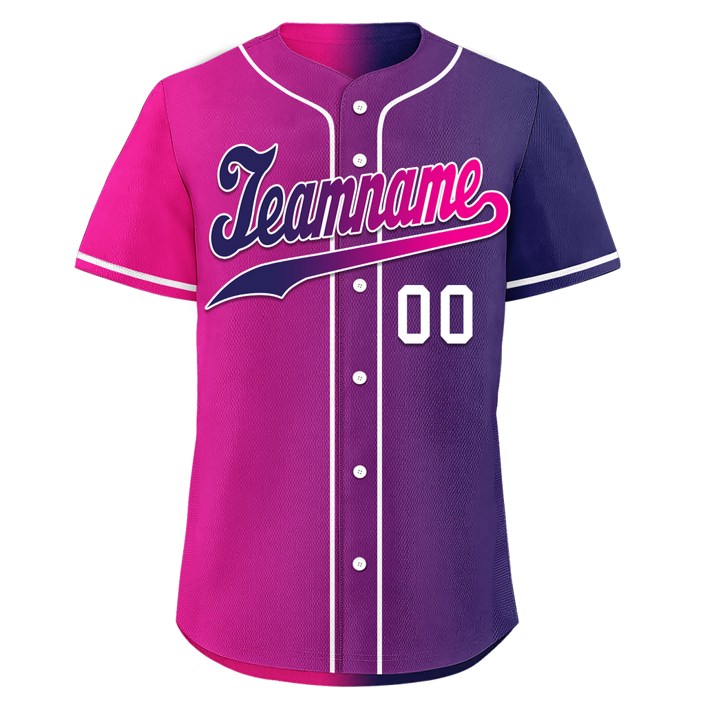 Custom Pink Blue Gradient Fashion Personalized Authentic Baseball Jersey BSBJ01-D0a7aab