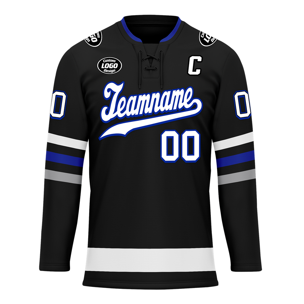 Custom Black Grey Personalized Hockey Jersey HCKJ01-D0a70ba