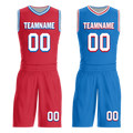 Custom Red Blue Classic Style Reversible Basketball Uniform Personalized COOLMAX BBJR-D017022