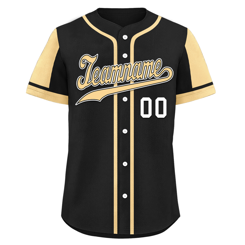 Custom Black Yellow Raglan Sleeves Personalized Authentic Baseball Jersey BSBJ01-D017196