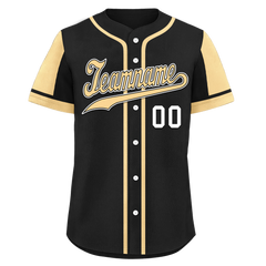 Custom Black Yellow Raglan Sleeves Personalized Authentic Baseball Jersey BSBJ01-D017196