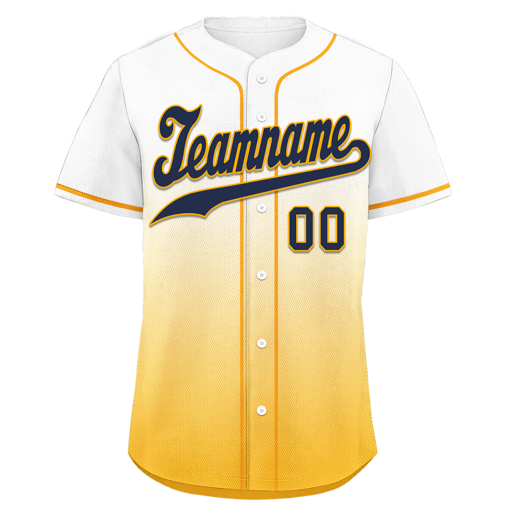 Custom White Yellow Fade Fashion Personalized Authentic Baseball Jersey BSBJ01-D0a70dc