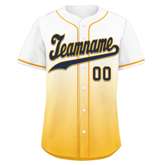 Custom White Yellow Fade Fashion Personalized Authentic Baseball Jersey BSBJ01-D0a70dc