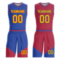 Custom Blue Red Classic Style Reversible Basketball Uniform Personalized COOLMAX BBJR-D017029
