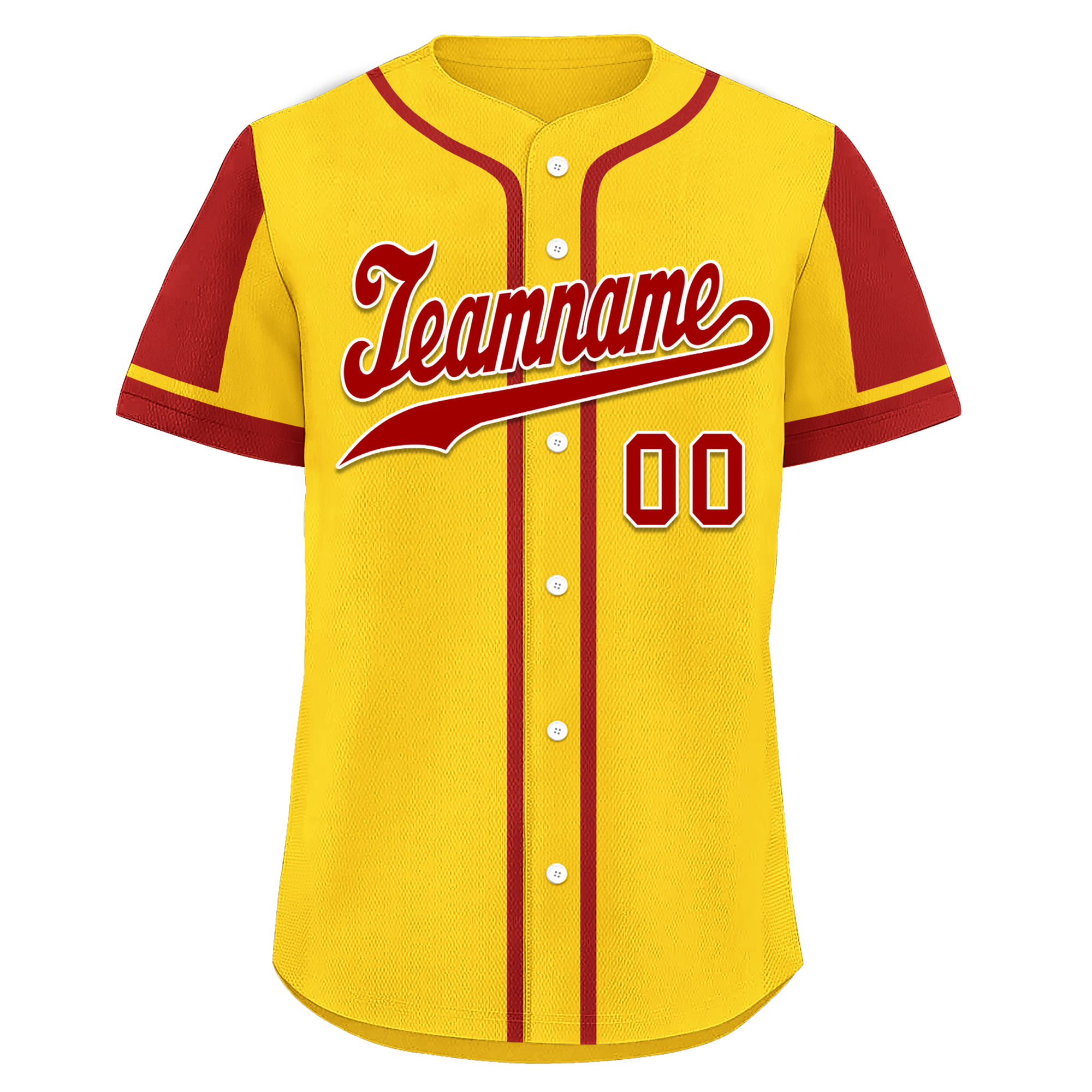 Custom Yellow Red Raglan Sleeves Personalized Authentic Baseball Jersey BSBJ01-D017203