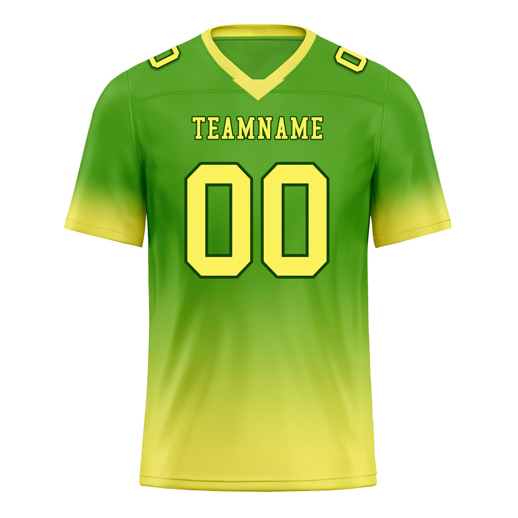 Custom Green Light Yellow Fade Fashion Personalized Authentic Football Jersey FBJ02-D06096
