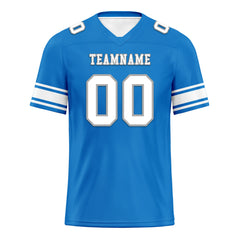 Custom Blue White Detroit Personalized Authentic Football Jersey FBJ02-E0601-1