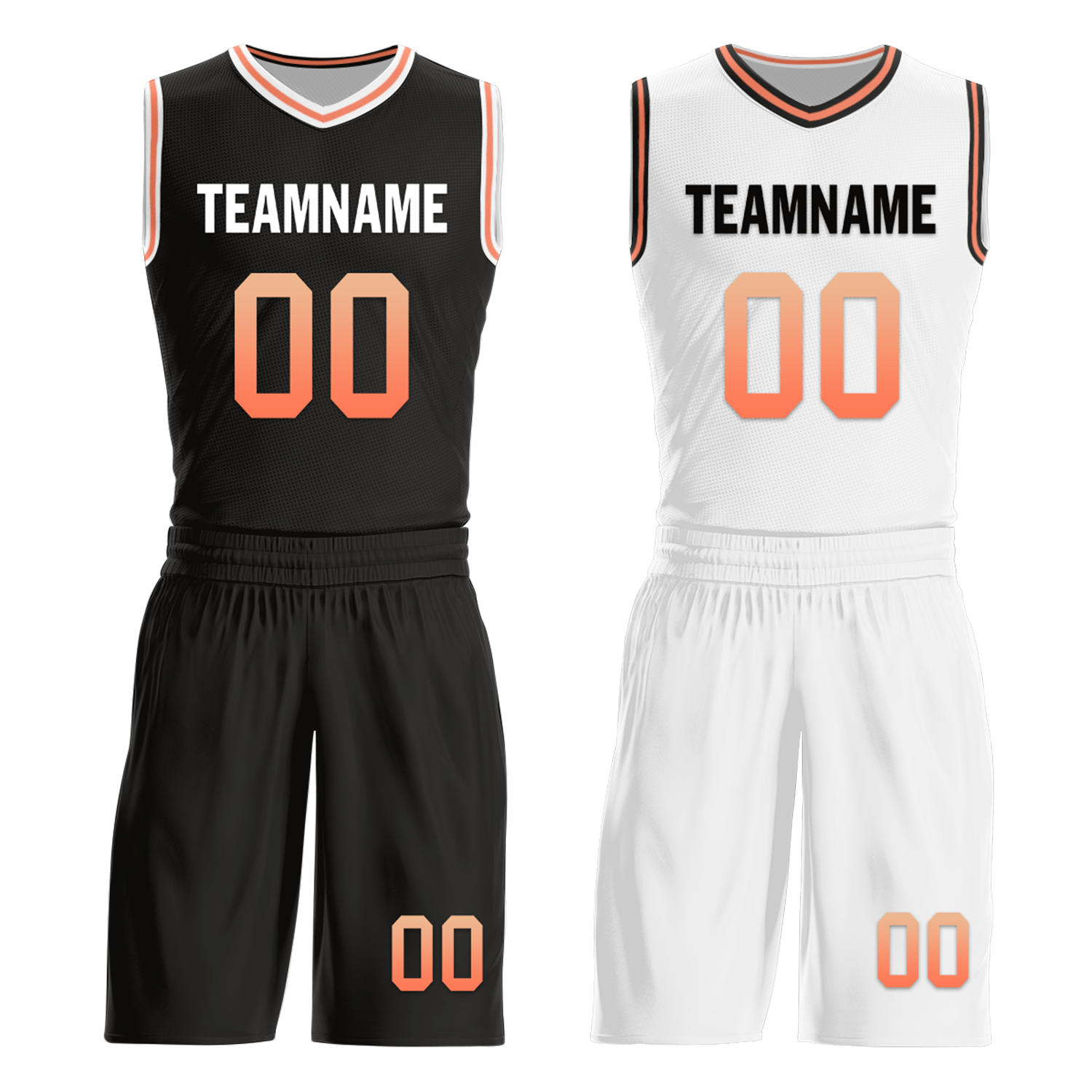 Custom Black White Classic Style Reversible Basketball Uniform Personalized COOLMAX BBJR-D017028