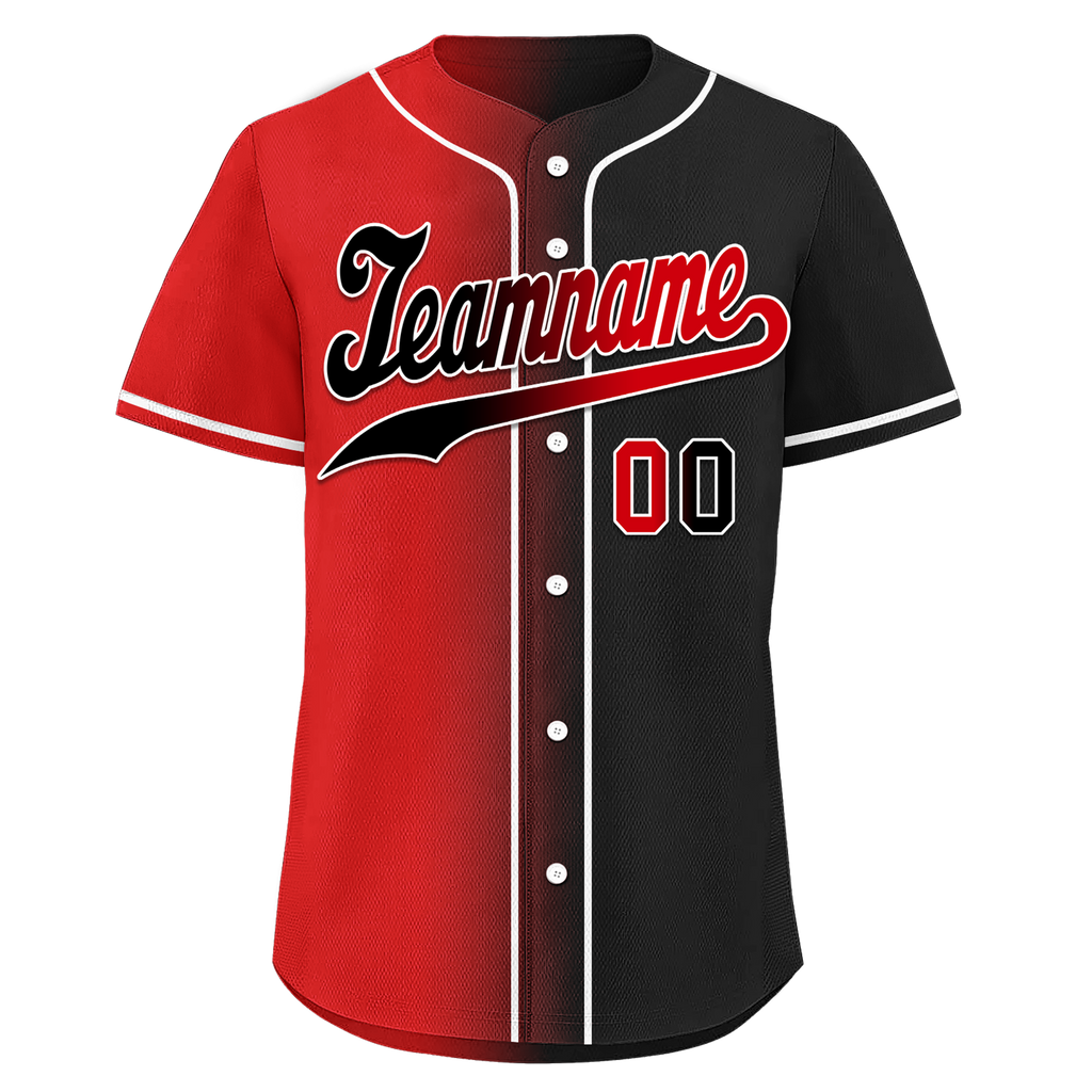 Custom Red Black Gradient Fashion Personalized Authentic Baseball Jersey BSBJ01-D0a707a