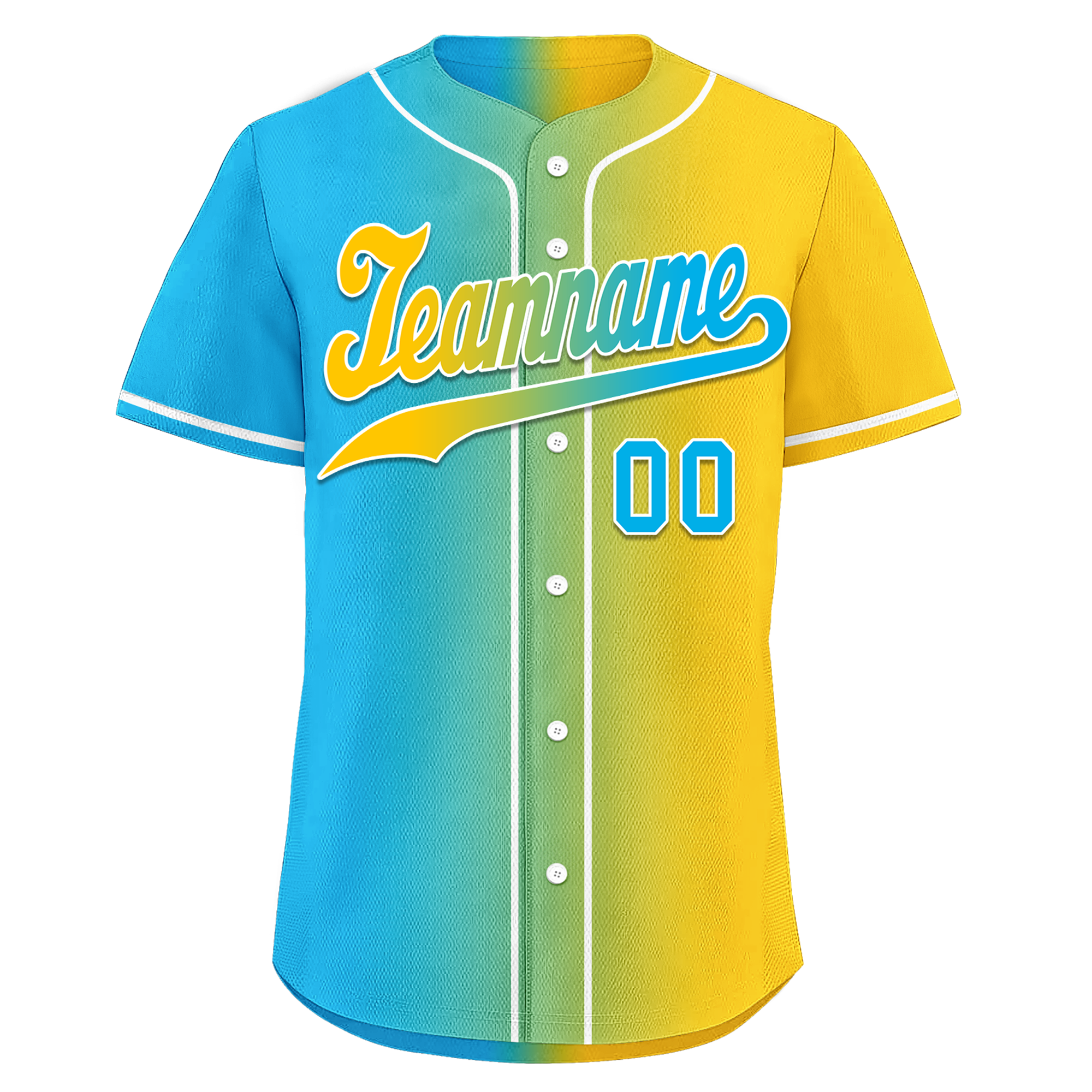 Custom Blue Yellow Gradient Fashion Personalized Authentic Baseball Jersey BSBJ01-D0a709b