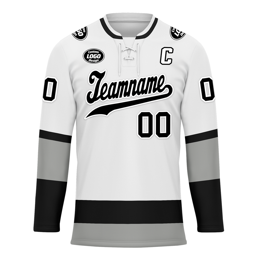 Custom White Grey Personalized Hockey Jersey HCKJ01-D0a70e7